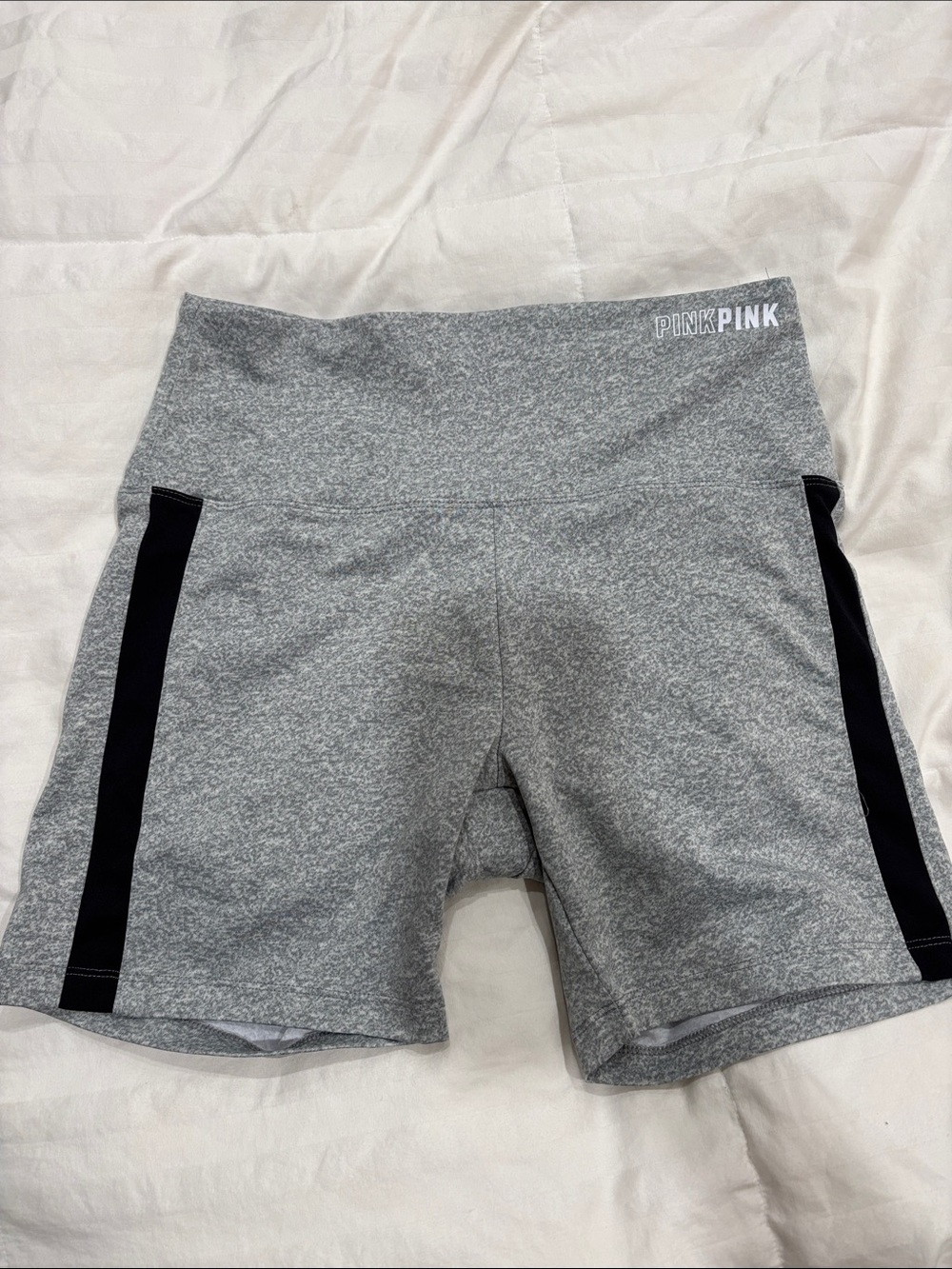 PINK Victoria's Secret Grey Bike Shorts with Black Side Panels